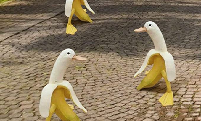 Banana Duck Resin Sculpture