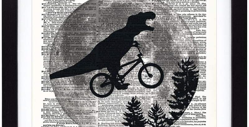 Dinosaur on a Bike Art Print